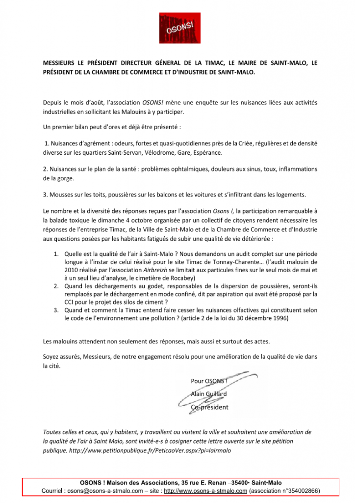 nuisance olfactive voisinage lettre